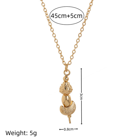 Gourmet Fruit U Shape Pendant Necklace Copper Titanium Steel Dripping Oil Furnace Vacuum Electroplated 18K True Gold Color Preservation