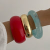 Gradient Acrylic Resin Wide Smooth Exaggerated Personality Geometric Electroplated Bracelet