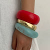 Gradient Acrylic Resin Wide Smooth Exaggerated Personality Geometric Electroplated Bracelet