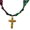 Gradient Cross Geometric Copper Necklace Retro Niche Design Electroplating Unisex