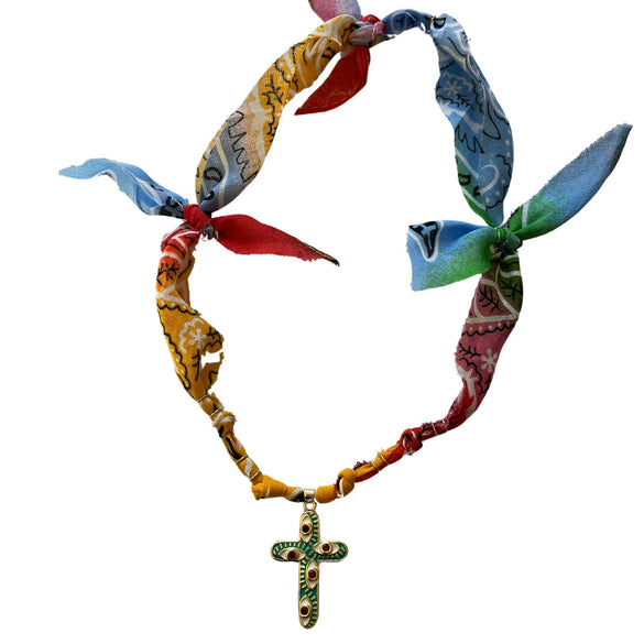 Gradient Cross Geometric Copper Necklace Retro Niche Design Electroplating Unisex