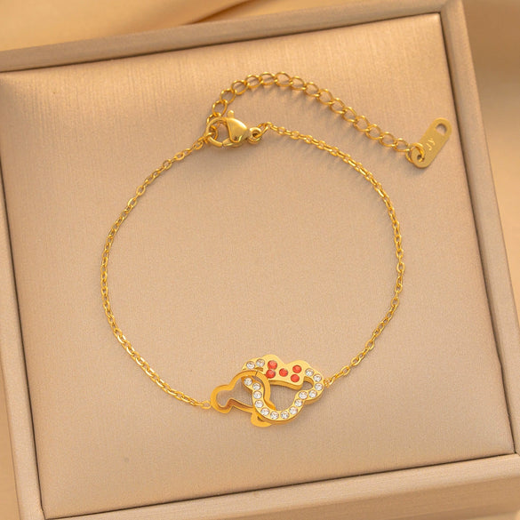 Gradient Gold Plated Titanium Steel Heart Bracelet For Women With Geometric Pattern Romantic Versatile Style