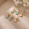 Gradient Oil Drop Star Earrings With Rhinestone Pendants Blue And Pink Elegant Women's Stainless Steel Stud Earrings