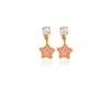 Gradient Oil Drop Star Earrings With Rhinestone Pendants Blue And Pink Elegant Women's Stainless Steel Stud Earrings