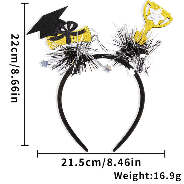 Graduation Season Headband Hanging Spike Doctor Hat Headwear In Plastic Glitter Felt With Semi Manual Semi Mechanical Process