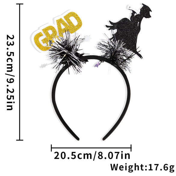 Graduation Season Headband Hanging Spike Doctor Hat Headwear In Plastic Glitter Felt With Semi Manual Semi Mechanical Process