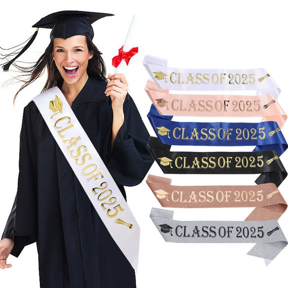 Graduation Shoulder Straps Etiquette Straps Glitter Cloth Bronzing Party Ribbons With Letters Numbers Text Style