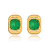 Green Crystal Glass Geometric Earrings For Women Stainless Steel Pvd Gold Plated Minimalist Everyday Jewelry