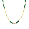 Green Dongling Stone And Stainless Steel Bamboo Necklace With Electroplating For Women Light Luxury Style Geometric Design