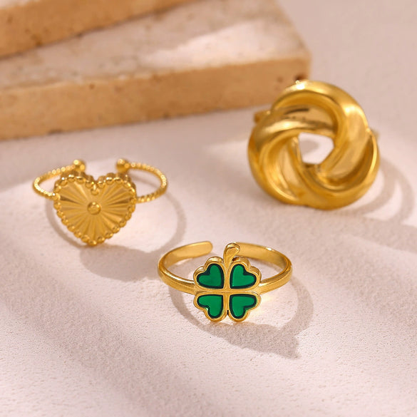 Green Leaf And Butterfly Ring With Dripping Oil Finish Simple Botanical Open Finger Ring For Women Wholesale