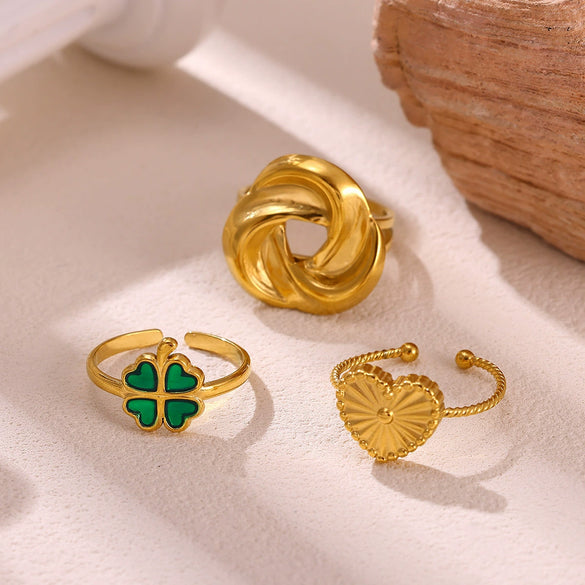 Green Leaf And Butterfly Ring With Dripping Oil Finish Simple Botanical Open Finger Ring For Women Wholesale
