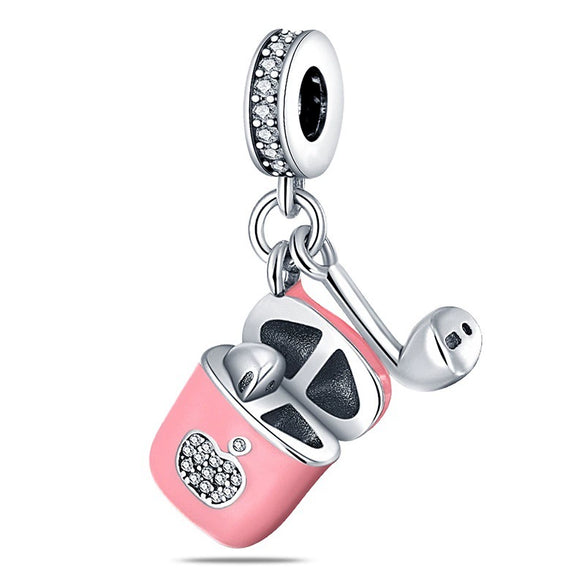 Guitar Headphone Charm Beads Jewelry Accessories Silverplated Copper Dripping Oil Style Compatible With Pandora Bracelets