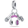 Guitar Headphone Charm Beads Jewelry Accessories Silverplated Copper Dripping Oil Style Compatible With Pandora Bracelets