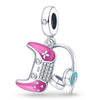 Guitar Headphone Charm Beads Jewelry Accessories Silverplated Copper Dripping Oil Style Compatible With Pandora Bracelets