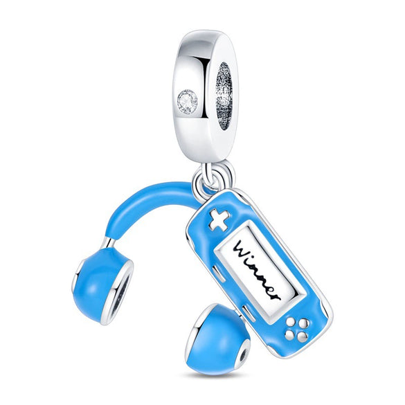 Guitar Headphone Charm Beads Jewelry Accessories Silverplated Copper Dripping Oil Style Compatible With Pandora Bracelets