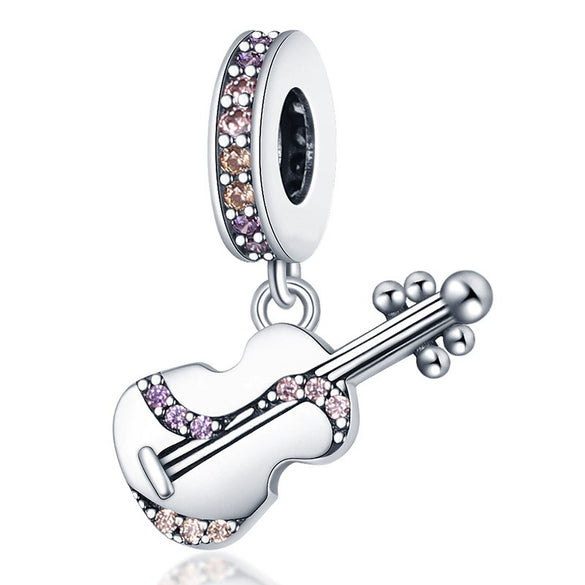 Guitar Headphone Charm Beads Jewelry Accessories Silverplated Copper Dripping Oil Style Compatible With Pandora Bracelets