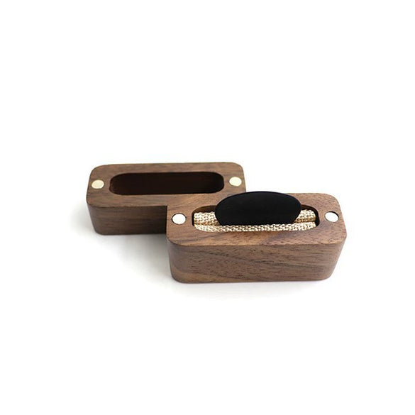 Guitar Pick Box Solid Wood Black Walnut Storage Box Portable For Guitar Rosin