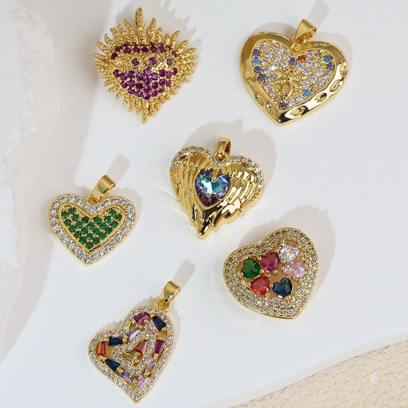 Gummy Candy Pendant Copper Heart Shaped Electroplated For Women