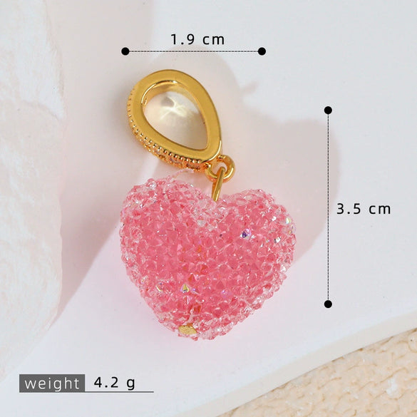 Gummy Candy Pendant Copper Heart Shaped Electroplated For Women