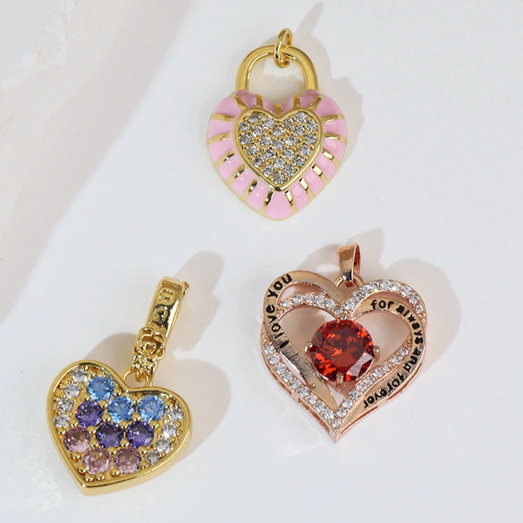 Gummy Candy Pendant Copper Heart Shaped Electroplated For Women