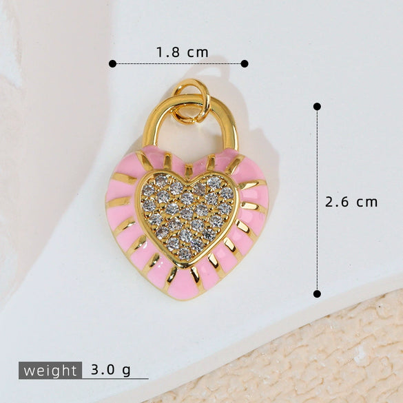 Gummy Candy Pendant Copper Heart Shaped Electroplated For Women