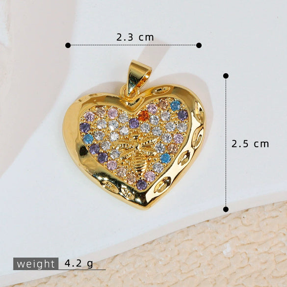 Gummy Candy Pendant Copper Heart Shaped Electroplated For Women