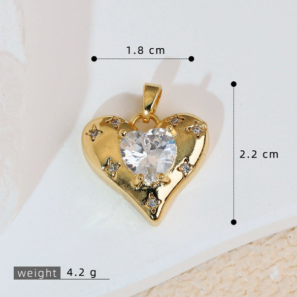 Gummy Candy Pendant Copper Heart Shaped Electroplated For Women