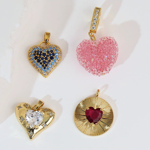 Gummy Candy Pendant Copper Heart Shaped Electroplated For Women