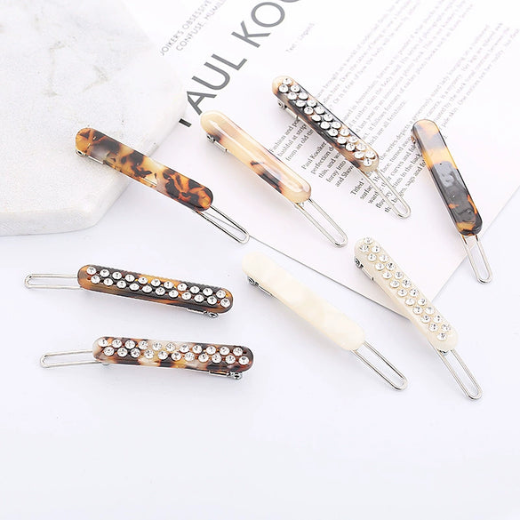Hair Accessories Acetic Acid Hair Clip Women's Frog Buckle Leopard Print Rhinestone Sculpture Design
