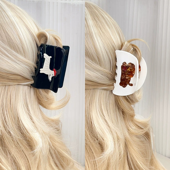 Hair Accessories Acetic Acid Handmade Cartoon Animal Semiround Puppy Cat Hairpin Clip