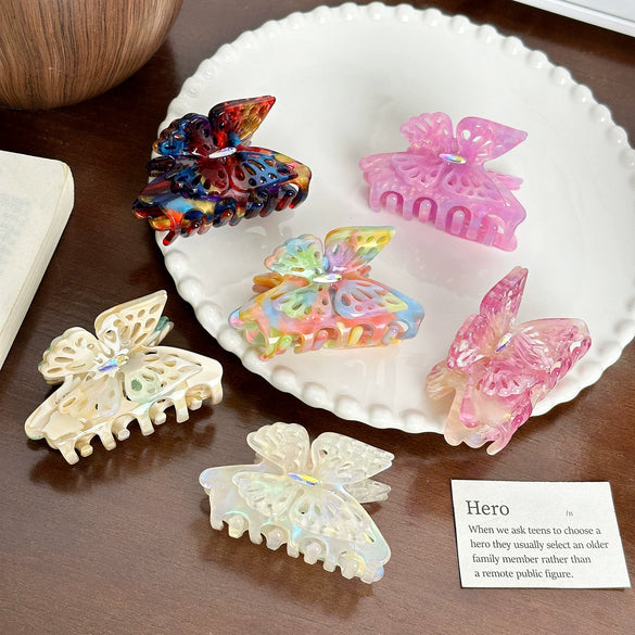 Hair Accessories Acetic Acid Hollow Butterfly Highend Diamond Hair Clip