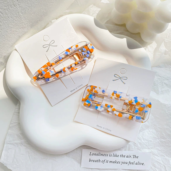 Hair Accessories Acetic Plate Wave Dot Square Drop Shape Handmade Side Clip For Women