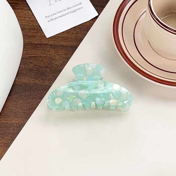 Hair Accessories Acrylic Color Block Printed Heart Shape Sweet Style Grab Clip For Women