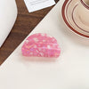 Hair Accessories Acrylic Color Block Printed Heart Shape Sweet Style Grab Clip For Women