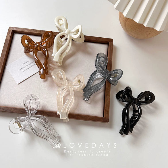 Hair Accessories Acrylic Geometric Stamping Bow Hair Grab Shark Clip For Women