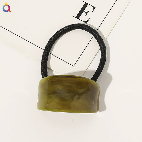 Hair Accessories Acrylic Handmade Geometric Leather Tendon Hair Rope Hair Ring For Women