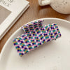 Hair Accessories Acrylic Handmade Grid Pattern Simple Style Small Fresh Women's Grab Clip