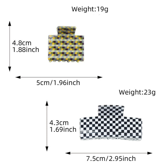 Hair Accessories Acrylic Handmade Grid Pattern Simple Style Small Fresh Women's Grab Clip