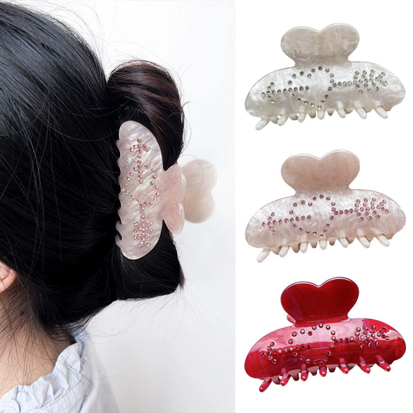Hair Accessories Acrylic Handmade Rhinestone Loving Catch Clip Hairpin