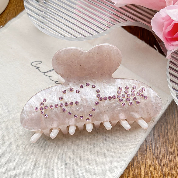 Hair Accessories Acrylic Handmade Rhinestone Loving Catch Clip Hairpin