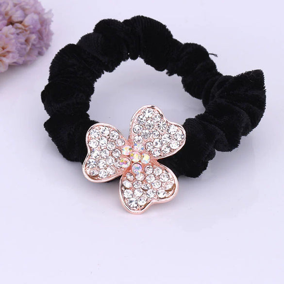 Hair Accessories Alloy Electroplated Rhinestone Flannel Hair Rope Hair Ring Hair Flower