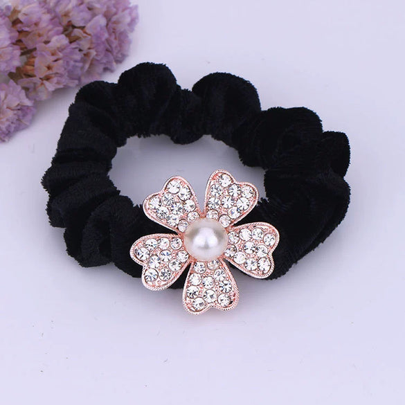 Hair Accessories Alloy Electroplated Rhinestone Flannel Hair Rope Hair Ring Hair Flower
