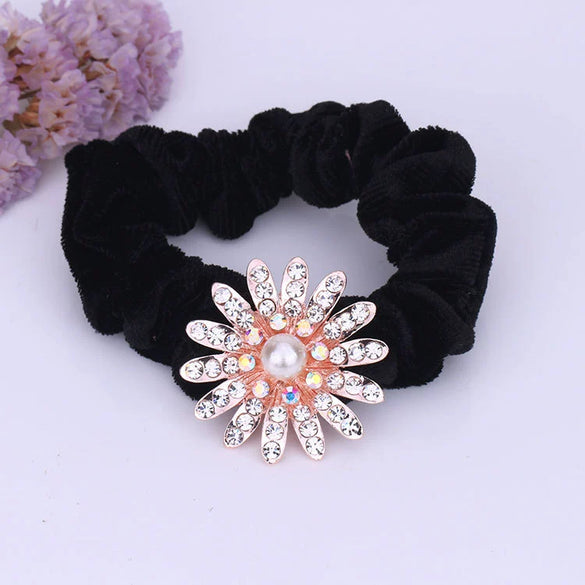 Hair Accessories Alloy Electroplated Rhinestone Flannel Hair Rope Hair Ring Hair Flower