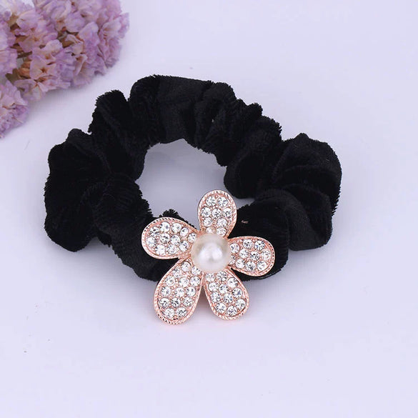 Hair Accessories Alloy Electroplated Rhinestone Flannel Hair Rope Hair Ring Hair Flower