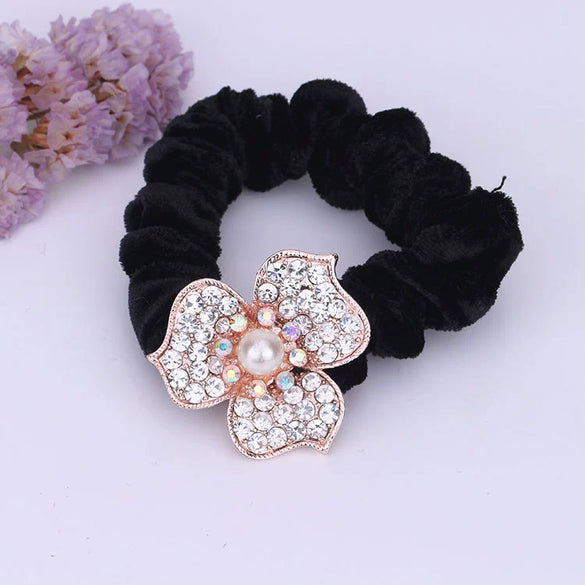 Hair Accessories Alloy Electroplated Rhinestone Flannel Hair Rope Hair Ring Hair Flower