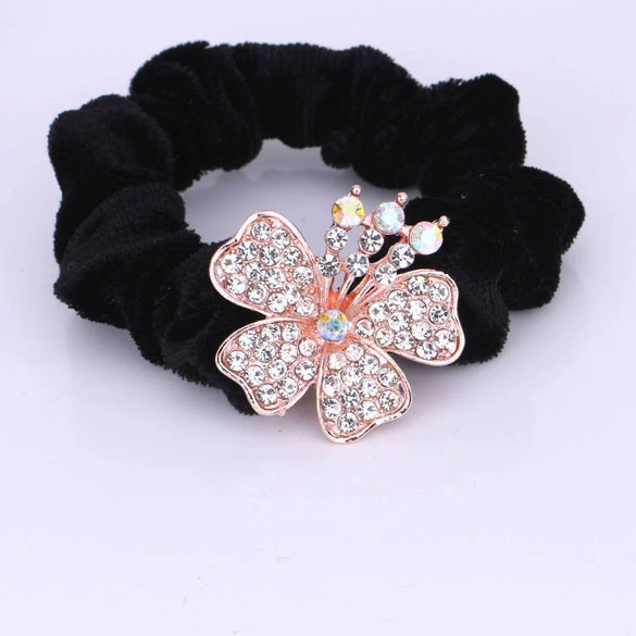 Hair Accessories Alloy Electroplated Rhinestone Flannel Hair Rope Hair Ring Hair Flower