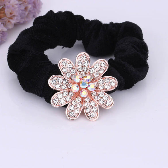 Hair Accessories Alloy Electroplated Rhinestone Flannel Hair Rope Hair Ring Hair Flower
