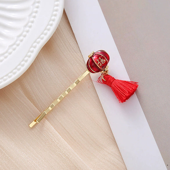 Hair Accessories Alloy Hairpin Electroplating Red Happy Rabbit Style Onecharacter Clip For Women