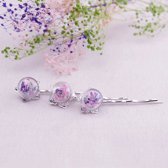 Hair Accessories Alloy Handmade Literary Geometric Star Butterfly Dried Flower Hair Clip