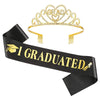 Hair Accessories Alloy Rhinestone Letter Crown Shoulder Strap Ribbon 2Piece Set For Graduation Party